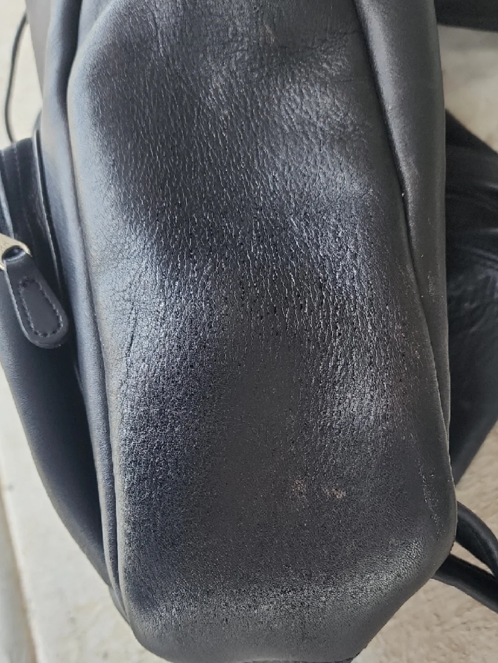 COACH Men's Vintage Black Leather Backpack with Double Front Pockets